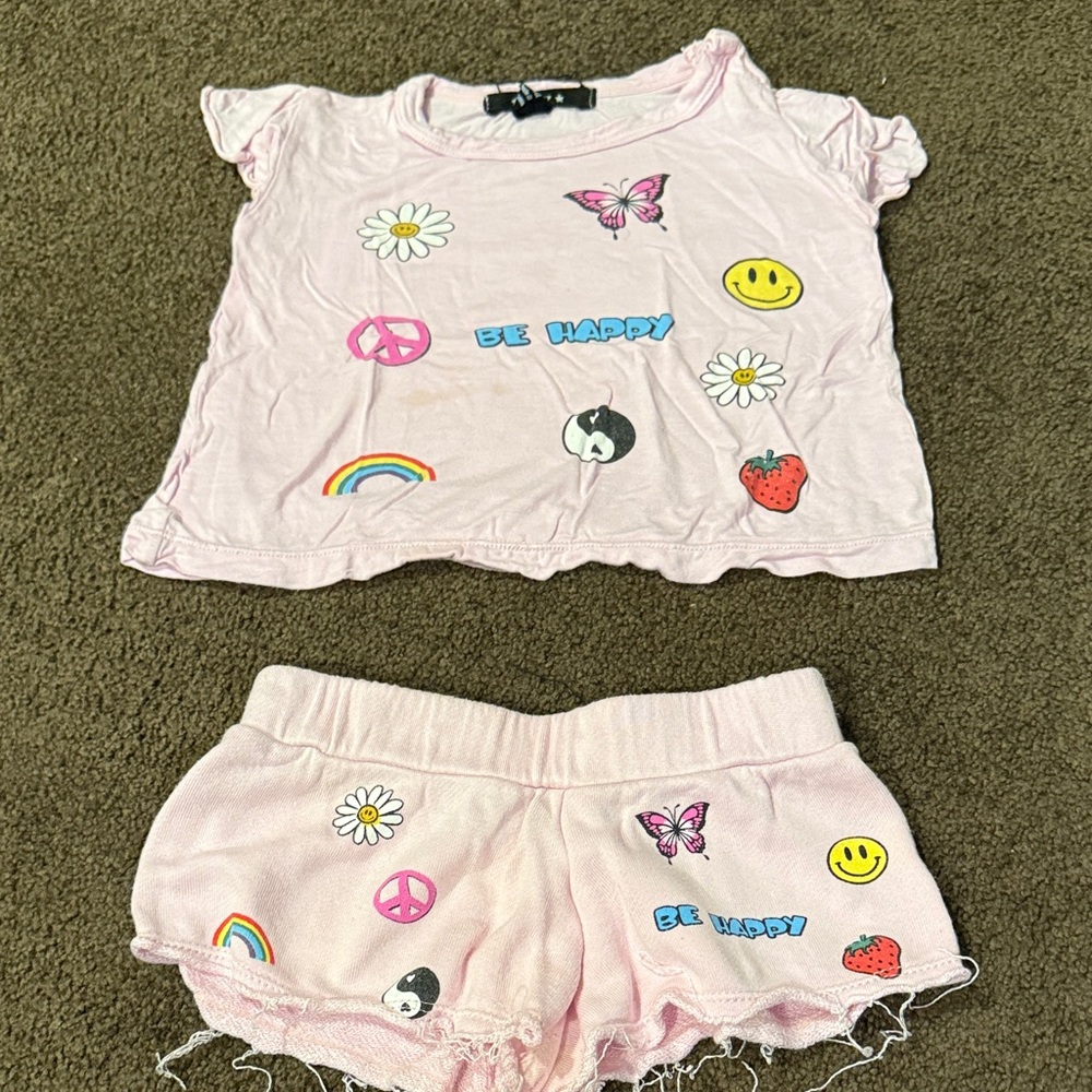 Flowers by Zoe (FBZ) Pink Kids Short Set with Fun Prints, 18 Months